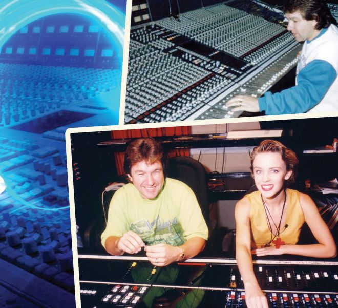 Kylie Minogue with mixmaster Pete Hammond in book